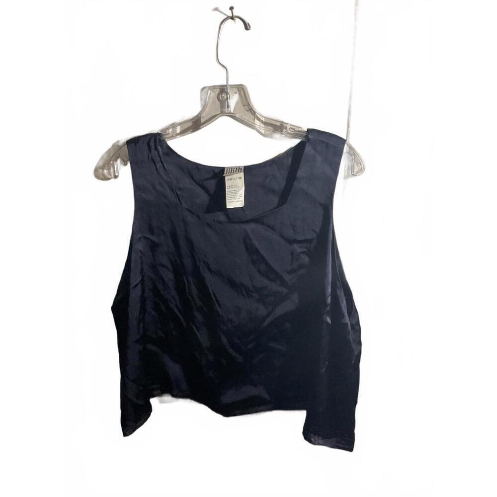 Lilith Women's Navy Satin Lagenlook Top - Size L